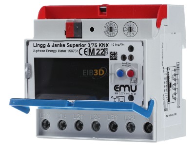 Frontansicht Lingg & Janke EZ-EMU-DSUP-D-REG-FW EIB, KNX Energiezhler Superior 3 Phasen, EZ-EMU-DSUP-D-FW-REG