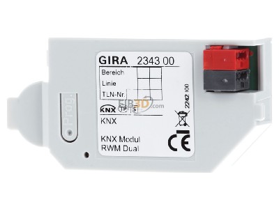 Front view Gira 234300 Module for smoke detectors EIB, KNX Dual/VdS, 
