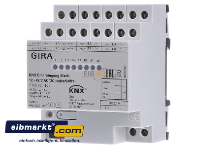 Frontansicht Gira 212800 Binreingang 8f. KNX 12-8V AC/DC 