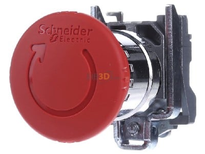 Front view Schneider Electric XB4BS8442 Emergency stop complete 
