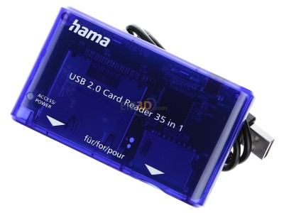 Ansicht oben vorne Hama 55348 Multi-Kartenleser USB 2.0,35in1,blau 