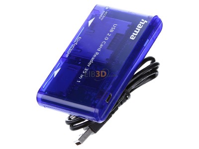 Ansicht oben rechts Hama 55348 Multi-Kartenleser USB 2.0,35in1,blau 