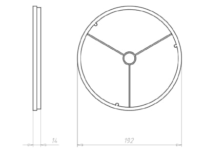 Dimensional drawing Kaiser 1293 82 Front ring for luminaire mounting box