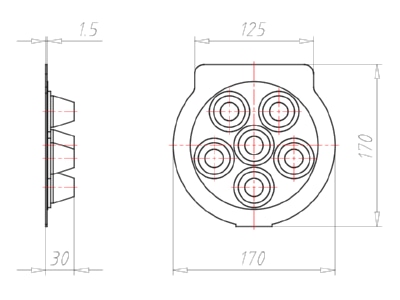 Dimensional drawing Kaiser 9059 62 Grommet 16   25mm