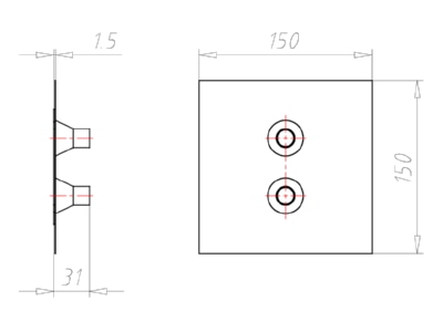 Dimensional drawing Kaiser 9059 55 Grommet 15   22mm