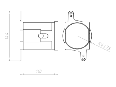 Dimensional drawing Kaiser 1159 90 Flush mounted mounted box 75x81mm