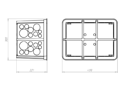 Dimensional drawing Kaiser 9917 21 Concrete building mounted box 400x300mm