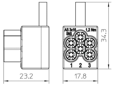 Mazeichnung 1 OBO AS 3x16 Anschlussklemme 3x16qmm