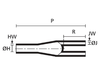 Mazeichnung 1 Hellermann Tyton 223 2 B8W PEX BK Endverschluss zweiadrig