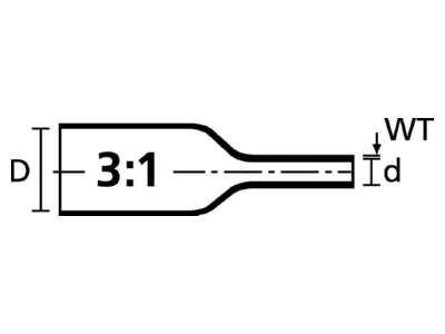 Mazeichnung Hellermann Tyton TCGT9 3RD PO X RD 72 Warmschrumpfschlauch 9 3  rot