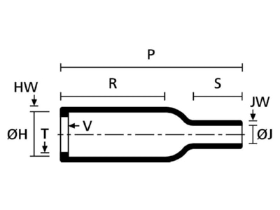 Mazeichnung 2 Hellermann Tyton 113 4 G PO X BK Warmschrumpfformteil Stecker gerade  sw