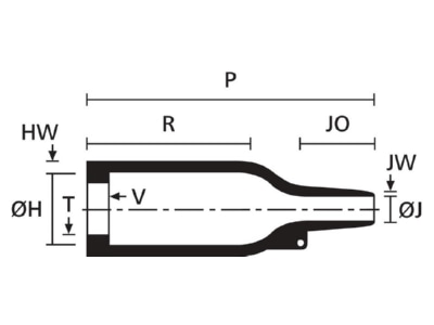Mazeichnung 2 Hellermann Tyton 156 42 GW24 PO X BK Warmschrumpfformteil 4 5 1  schwarz
