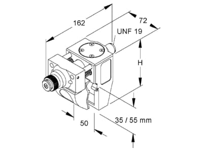 Dimensional drawing Niedax W ALS 50X35 Rectangular punch