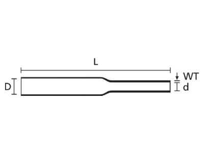 Dimensional drawing 1 Hellermann Tyton Tredux 1 5 0 5 BK Thin walled shrink tubing 1 5 0 5mm
