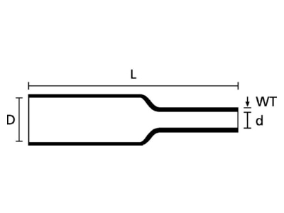 Dimensional drawing 3 Hellermann Tyton Tredux 3 1 GNYE Thin walled shrink tubing 3 1mm