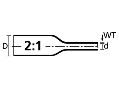 Dimensional drawing 3 Hellermann Tyton Tredux 38 1 19 1 BK Thin walled shrink tubing 38 1 19 1mm