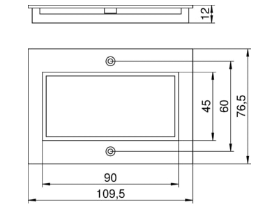 Mazeichnung 2 OBO T4B P7 9011 Abdeckplatte 2f Modul 45 f  T4B