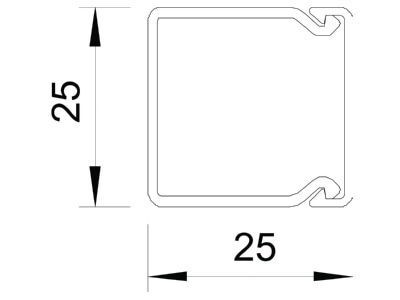 Dimensional drawing 2 OBO WDK25025LGR Wireway 25x25mm RAL7035