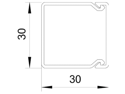 Dimensional drawing 2 OBO WDK30030LGR Wireway 30x30mm RAL7035