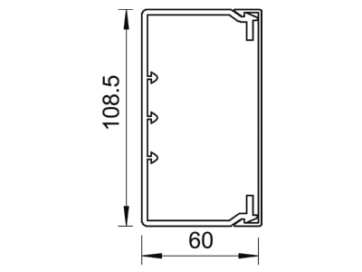 Dimensional drawing 1 OBO WDK60110LGR Wireway 60x110mm RAL7035
