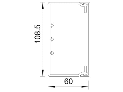 Dimensional drawing 2 OBO WDK60110LGR Wireway 60x110mm RAL7035