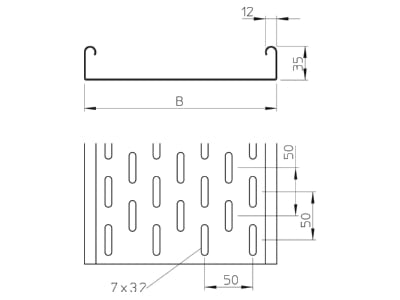 Mazeichnung 1 OBO MKS 320 FT Kabelrinne 35x200mm