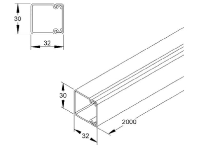 Mazeichnung Kleinhuis HKL3030 3 Kanal rws 30x30 RAL9010