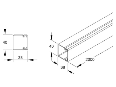 Mazeichnung Kleinhuis HKL4040 6 Kanal cws 40x40 RAL9001