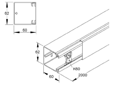 Mazeichnung Kleinhuis HKL6060 3 Kanal rws 60x60 RAL9010