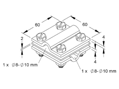 Dimensional drawing Kleinhuis 28 10 Cross connector lightning protection