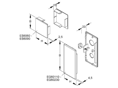 Mazeichnung Kleinhuis ES6060 3 Endstueck rws 60x60 RAL9010