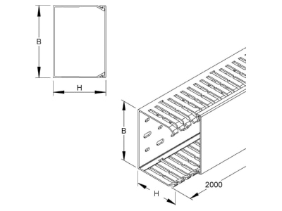 Mazeichnung Kleinhuis VKD5075 VKD Kanal Schlitzbreite 5mm