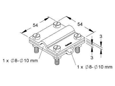 Dimensional drawing Kleinhuis 3027 8 Cross connector lightning protection