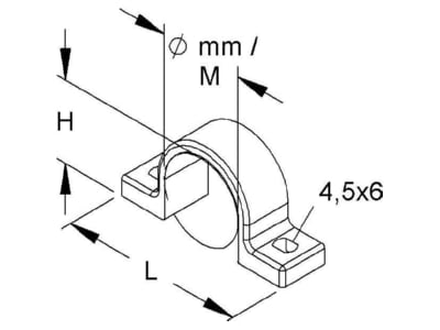 Dimensional drawing Kleinhuis 795M20 Mounting strap 20   21 5mm