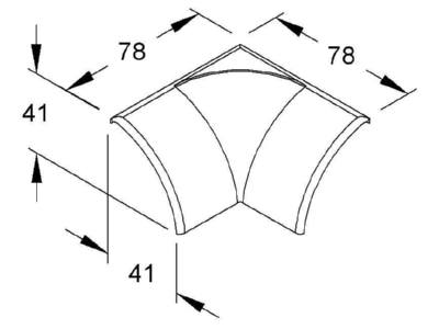 Dimensional drawing HKL EDKI50 3 Inner corner for corner duct 41x41mm