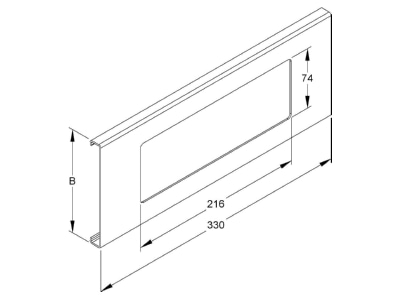 Dimensional drawing Kleinhuis HKLD03 110 3 Face plate for device mount wireway