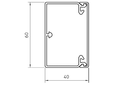 Dimensional drawing 2 OBO WDK40060GR Wireway 40x60mm RAL7030