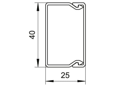 Dimensional drawing 1 OBO WDK25040GR Wireway 25x40mm RAL7030
