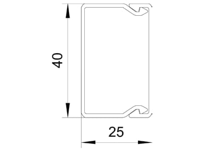 Dimensional drawing 2 OBO WDK25040GR Wireway 25x40mm RAL7030