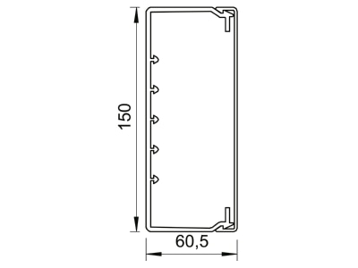 Mazeichnung 1 OBO WDK60150CW Wand Deckenkanal m Obert  60x150mm PVC