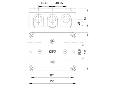 Mazeichnung 1 OBO B 11 M Kabelkasten