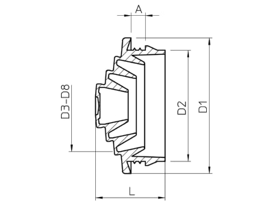 Mazeichnung 1 OBO EDVS M20 LGR Einsteckdichtung bis 17 5mm