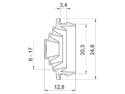 Mazeichnung 2 OBO EDVS M20 LGR Einsteckdichtung bis 17 5mm