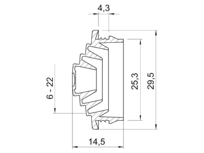 Mazeichnung 2 OBO EDVS M25 LGR Einsteckdichtung bis 21 0mm