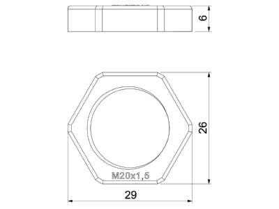 Mazeichnung 1 OBO 116 M20 LGR PS Gegenmutter Iso