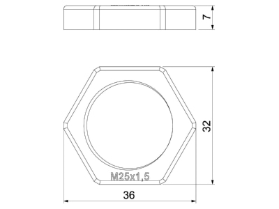 Mazeichnung 2 OBO 116 M25 LGR PS Gegenmutter Iso