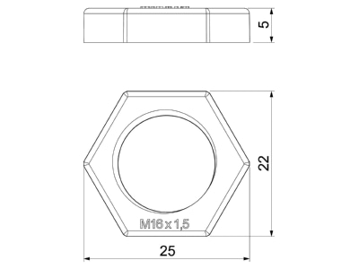 Mazeichnung 2 OBO 116 M16 SGR PA Gegenmutter Iso