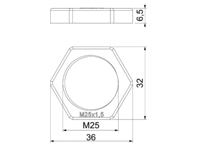 Mazeichnung 3 OBO 116 M25 SGR PA Gegenmutter Iso