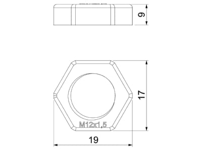 Mazeichnung 2 OBO 116 M12 LGR PA Gegenmutter Iso