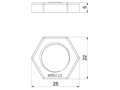 Mazeichnung 2 OBO 116 M16 LGR PA Gegenmutter Iso